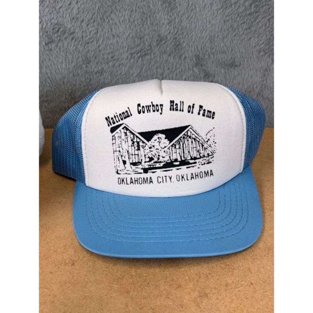 Vintage Cowboy Hall of Fame Trucker Hat Blue White Oklahoma City Snapback - Picture 5 of 5